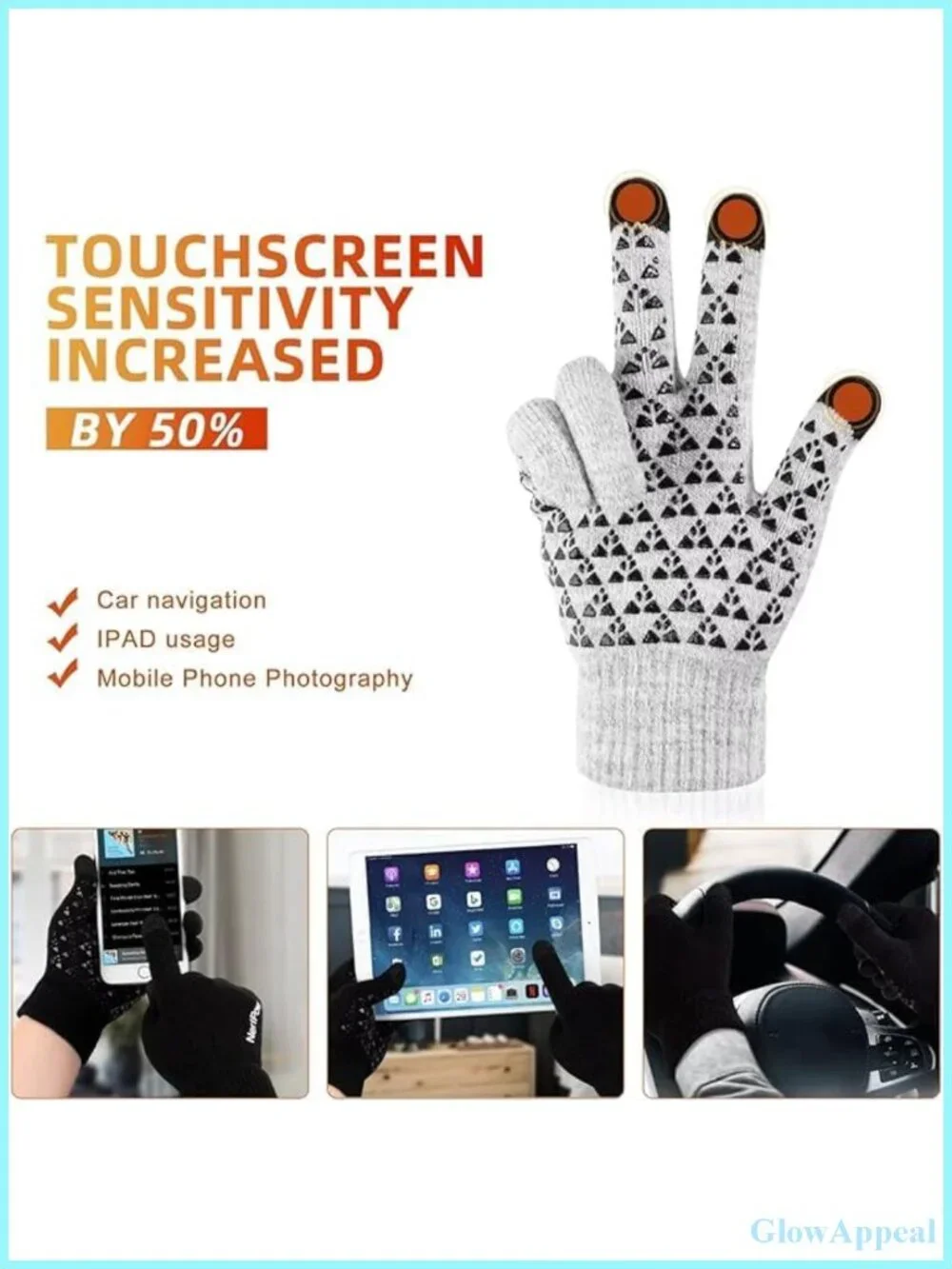 3 Pack Touchscreen Gloves for Men Women - Winter Knit Anti-slip for Driving